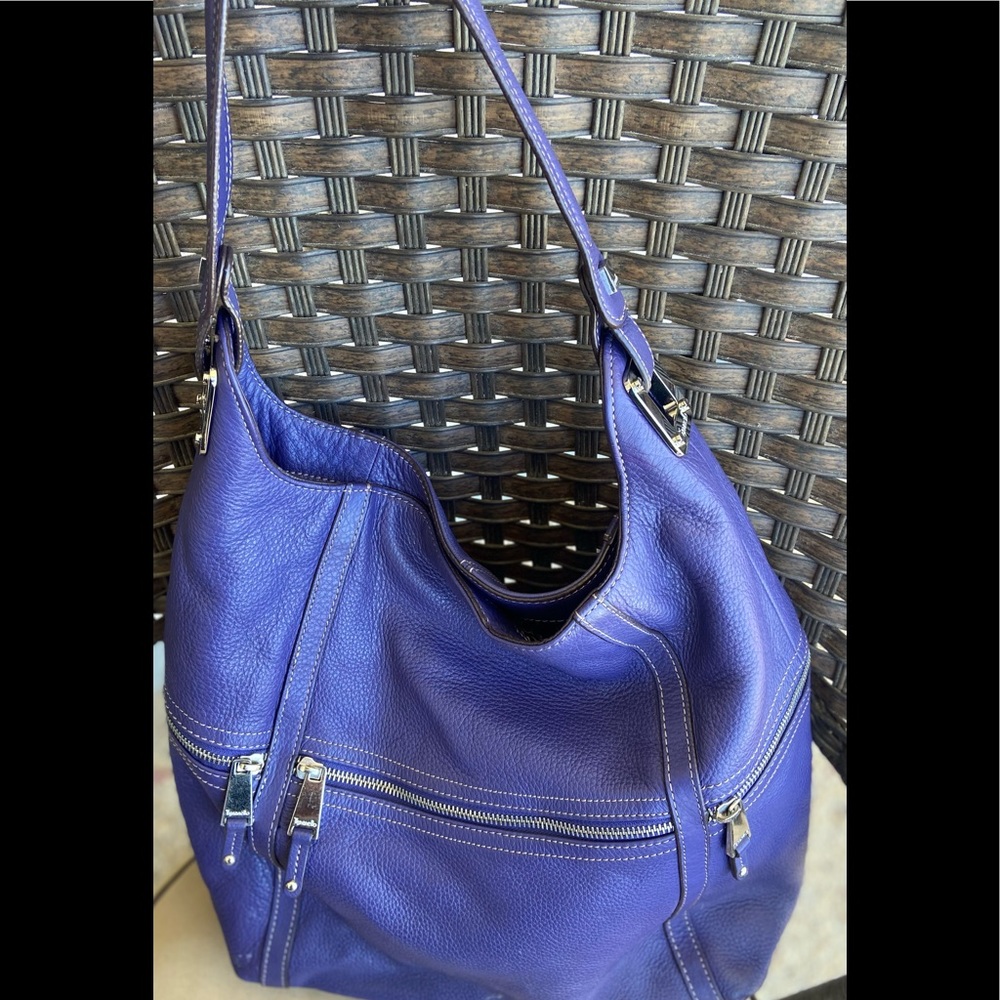 Purple Leather Tignanello shoulder bag